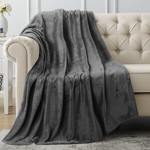 Fleece Blanket Throw Size Grey 300GSM Luxury Anti-Static Fuzzy